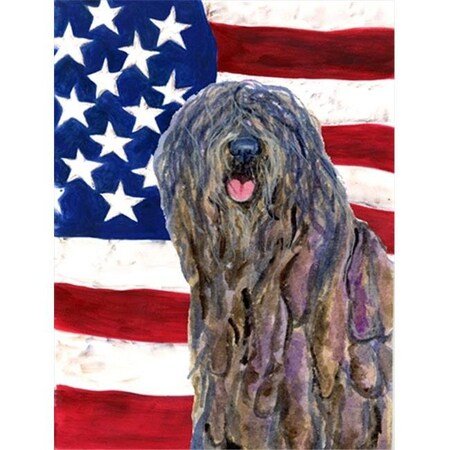Carolines Treasures Carolines Treasures SS4008CHF 28 x 40 in. USA American Flag with Bergamasco Sheepdog House Size Canvas Flag SS4008CHF
